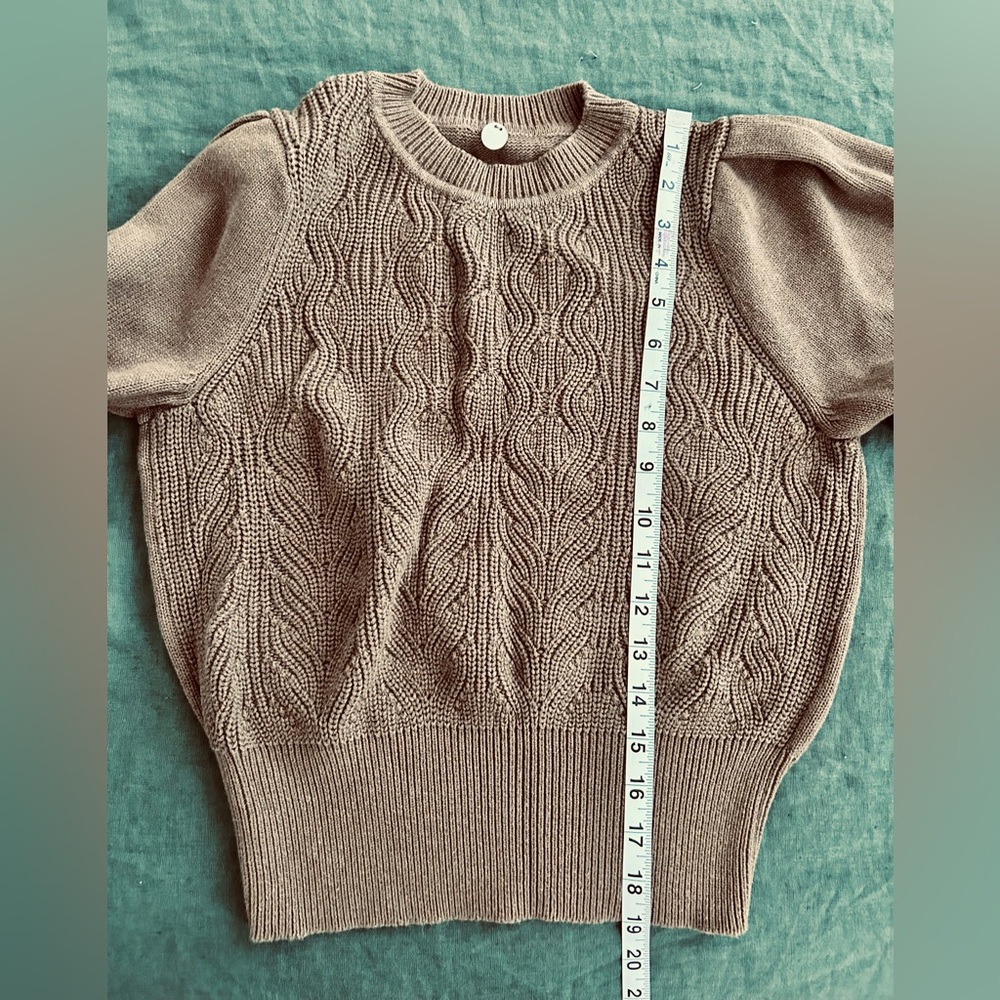 Margaret O'Leary Brown Knit Textured Puff-Sleeve Sweater - Picture 6 of 7